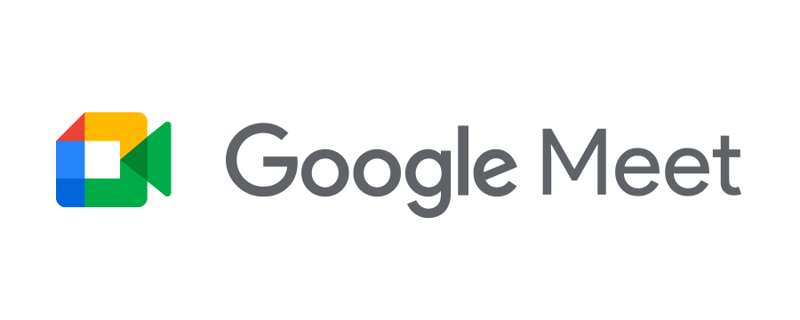 Google Meet logo with a multicolored video camera icon next to the text 'Google Meet'.