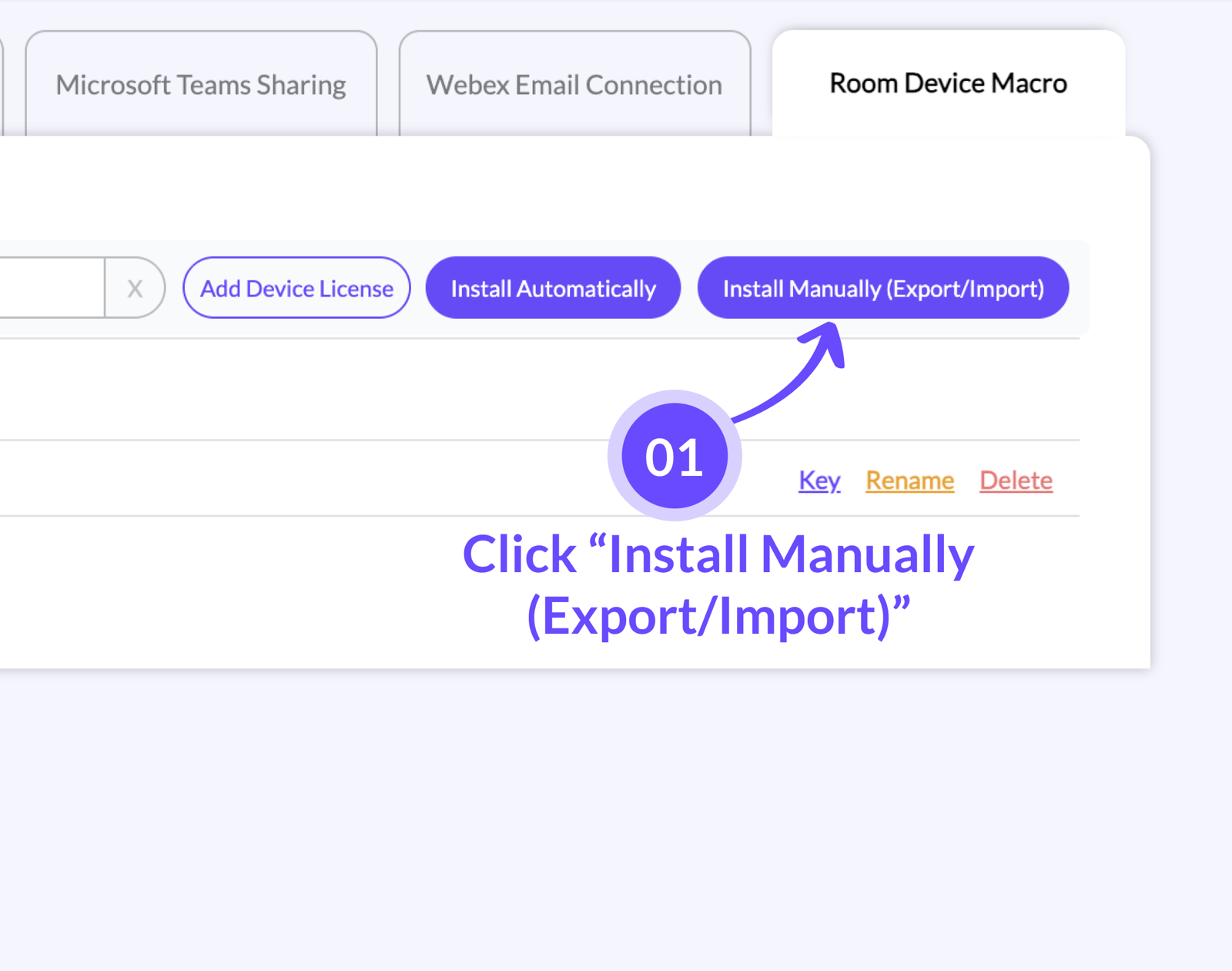 JIBB Admin Portal with an arrow highlighting the Install Manually option.